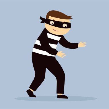 Çantalı ve maskeli bir hırsız vektör çizimi