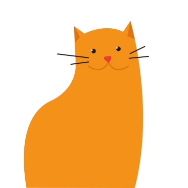 Beyaz arka planda kırmızı kurdeleli şirin bir kedi.