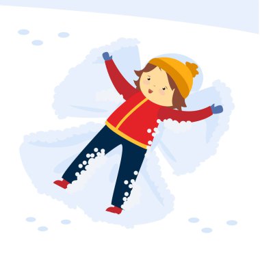 Kar kayağı ve kar ile kış kıyafetleri içinde mutlu çocuk.