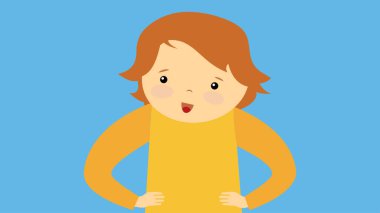 Mavi gözlü sevimli kız, vektör çizimi.