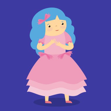 Pembe elbiseli şirin küçük prenses. 