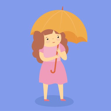 sevimli küçük kız şemsiye ile
