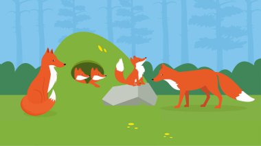 Çizgi film karakteri vahşi tilkilerin vektör çizimi