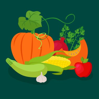 sebze ve meyve vektör çizimi