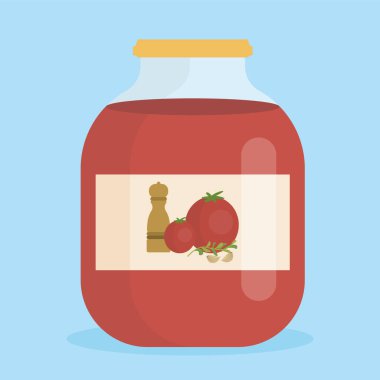 Reçelli kavanoz ve süt vektörü illüstrasyon tasarımı