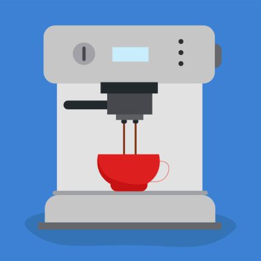 Kahve makinesi ikonu. Web tasarımı için sıcak espresso vektör simgelerinin düz çizimi