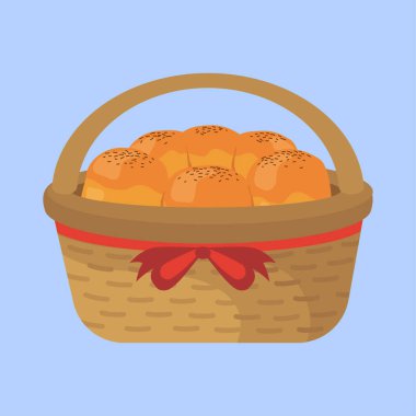 Hasır sepet ve fırında turta.