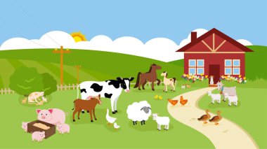 çiftlik hayvanları. vektör çizim