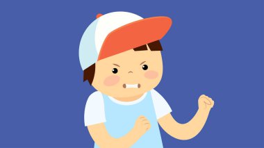 Mavi gömlekli ve şapkalı bir kadının vektör çizimi