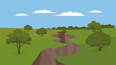 Ağaçlı manzara ve orman vektör çizimi grafik tasarımı