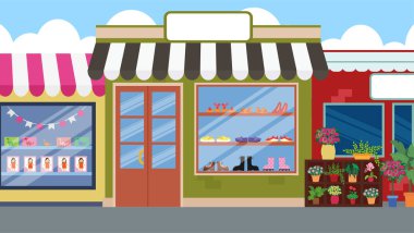 Yiyecek ve içecek vektör illüstrasyonlu dükkan