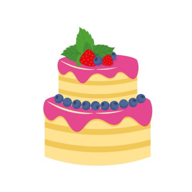 Çilekli kek ve krema vektör çizimi