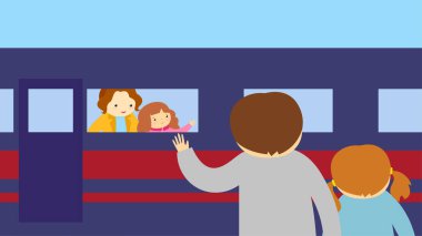 Oda vektör illüstrasyon tasarımında çocuklu aile