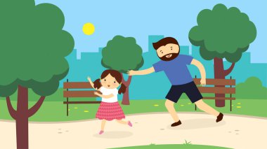 Park vektör çiziminde genç bir çift