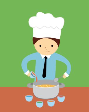 Aşçı şapkalı ve kaşıklı