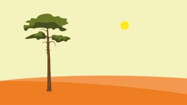 Manzaralı bir ağacın vektör çizimi 