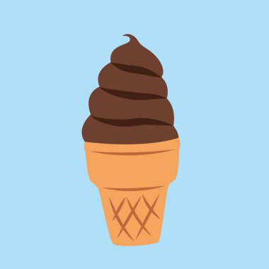 Dondurma ikonu. Web için çikolatalı dondurma vektör simgelerinin düz çizimi