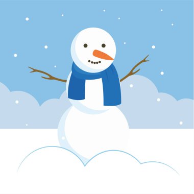 Kışlık giysiler içinde kardan adam. vektör illüstrasyonu