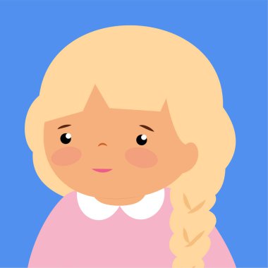 Farklı yüz ifadesi vektör çizimi olan genç bir kız.