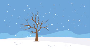 Kar ve ağaçlarla kaplı kış manzarası