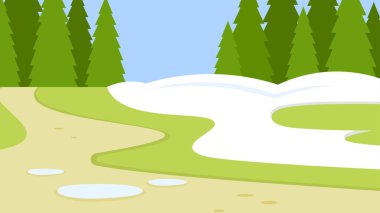 Ağaçlar ve dağlarla kaplı orman manzarası