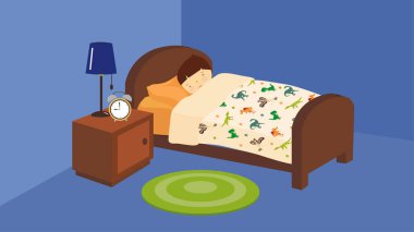 Kadın evin içinde, yatakta uyuyor. 