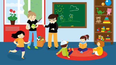 Anaokulunda oynayan çocuklar