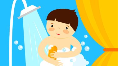 Mutlu küçük çocuk duşta 