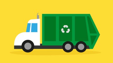 Çöp kamyonu, araba, illüstrasyon, vektör