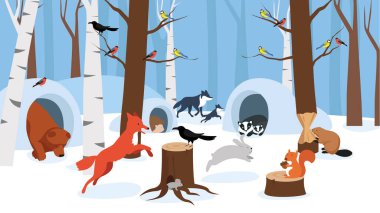 Ormandaki hayvanların vektör çizimi