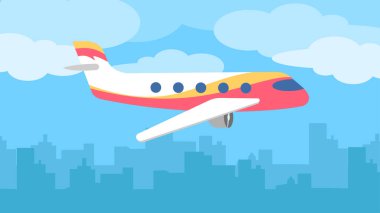 Gökyüzünde uçan bir uçak. vektör illüstrasyonu