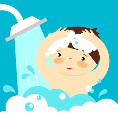 Duşta sevimli çocuk