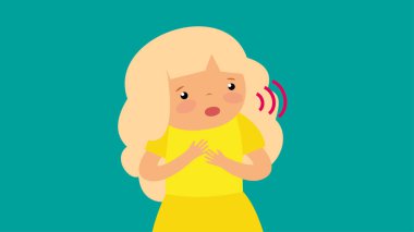 Sarı elbiseli küçük kız konuşuyor.