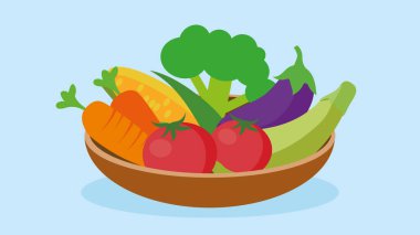 Kahverengi bir kasede sebzeler