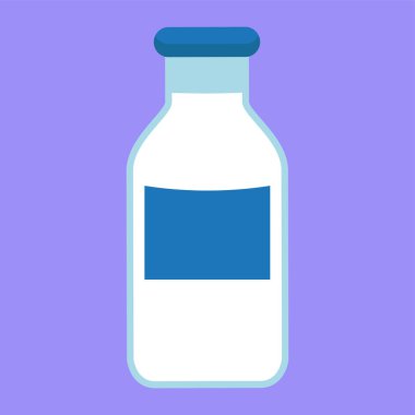 Bir şişe süt, vektör illüstrasyonu basit tasarım