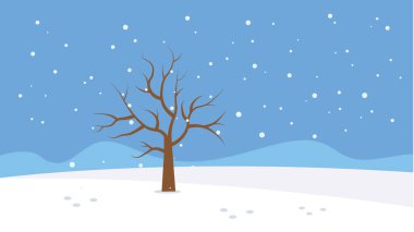 Kar ve ağaçla kaplı kış manzarası