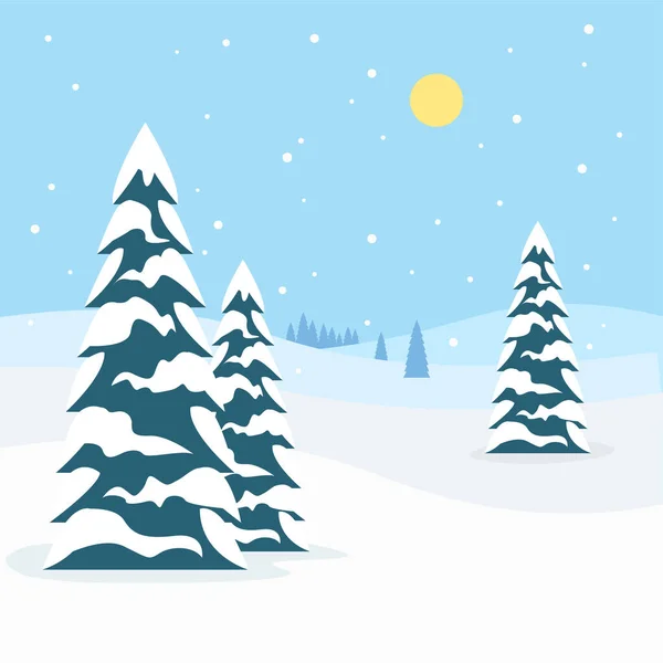 Winter Landscape Background Fir Trees — Vettoriale Stock