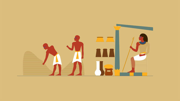 Egyptian people, colorful illustration