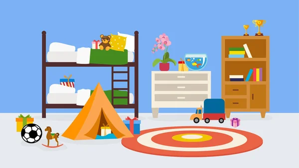 Ruang Anak Anak Dengan Mainan Desain Interior Rumah - Stok Vektor