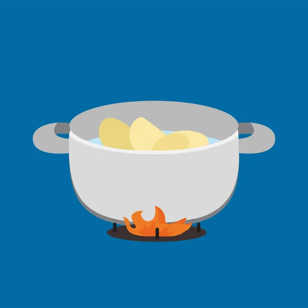 火の上の食べ物の鍋 — ストックベクタ