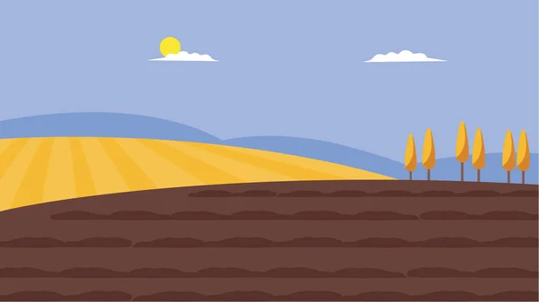 Cartoon Landscape Countryside Scenery Vector Illustration Graphic Design — Image vectorielle