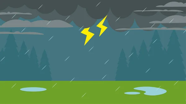 Vector Illustration Beautiful Landscape Lightning — Stock Vector