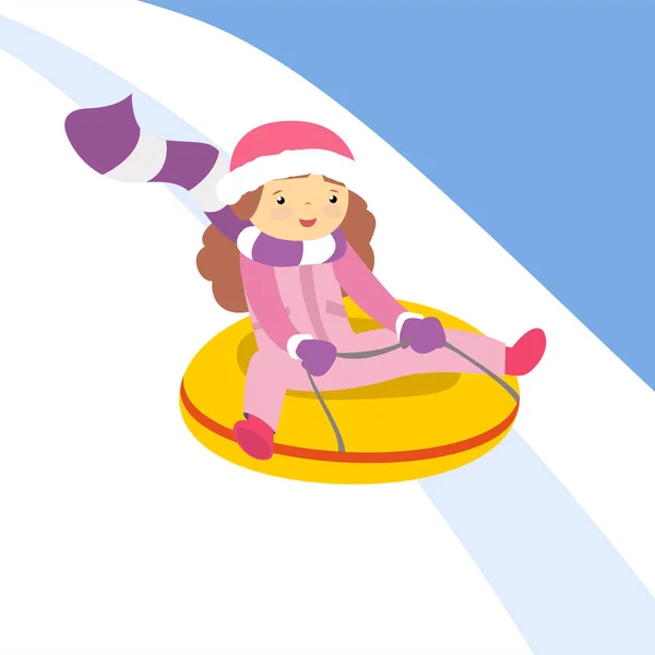 Vector Illustration Girl Santa Hat — Image vectorielle