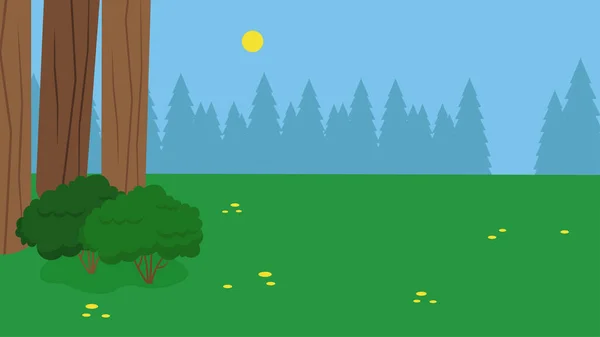 Green Grass Trees Forest Vector Illustration — Stock Vector