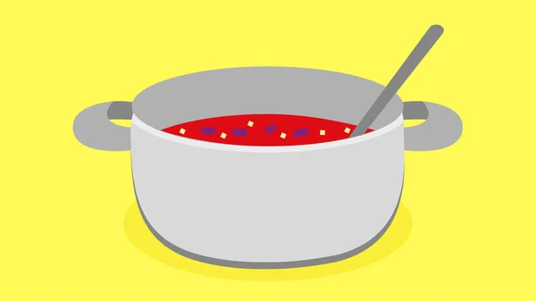 スープアイコン ウェブデザインのための調理ポットベクトルのアイコンのフラットイラスト — ストックベクタ