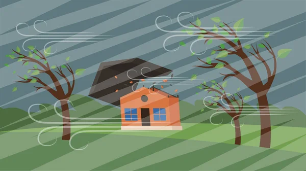 Illustration Beautiful House Stormy Weather — Image vectorielle