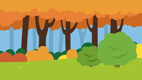 Cartoon Forest Scene Trees Vector Background — Stock Vector