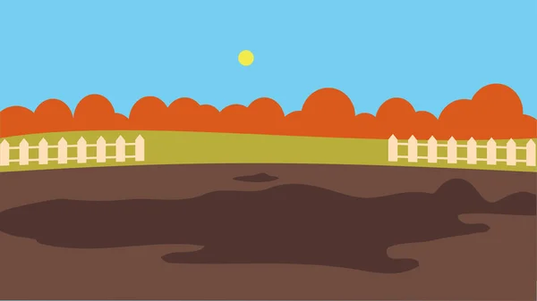 Cartoon Rural Landscape Farm Vector Illustration Graphic Design — Vettoriale Stock