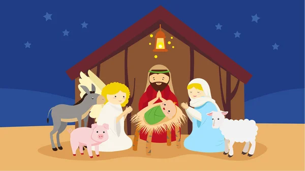 圣诞节 耶稣诞生了 — 图库矢量图片
