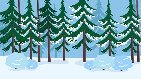 Hermoso Fondo Navidad Con Abetos Nieve — Vector de stock